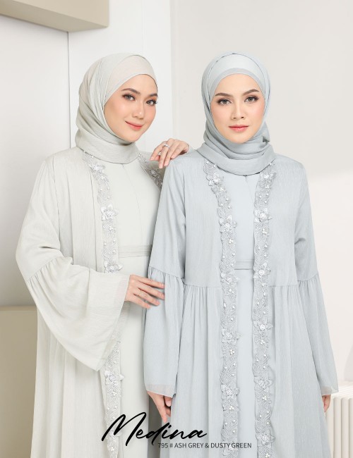 MEDINA JUBAH (DUSTY GREEN) 795 / P795 / SP795 (FREE SHAWL *till stock last)