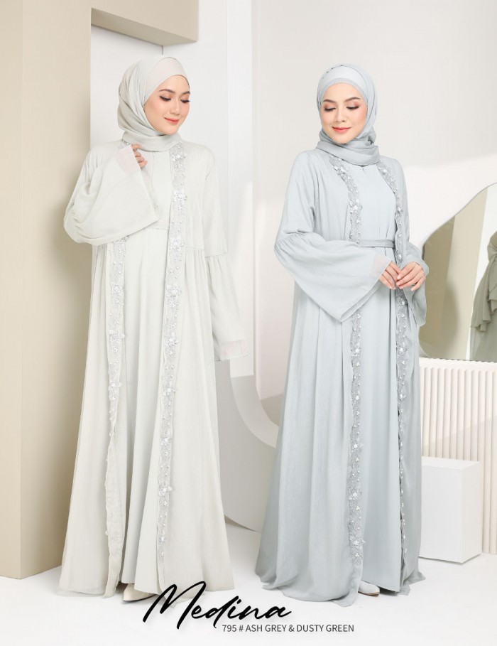 MEDINA JUBAH (DUSTY GREEN) 795 / P795 / SP795 (FREE SHAWL *till stock last)