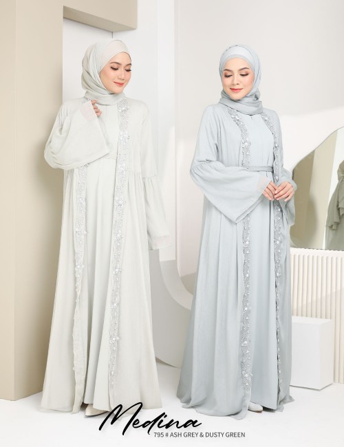 MEDINA JUBAH (ASH GREY) 795 / P795 / SP795 (FREE SHAWL *till stock last)