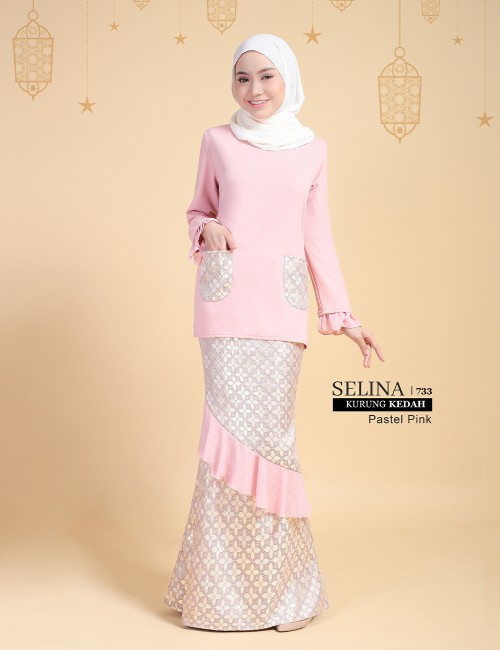 SELINA KURUNG KEDAH(PASTEL PINK) P733#