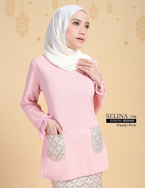 SELINA KURUNG KEDAH(PASTEL PINK) P733#