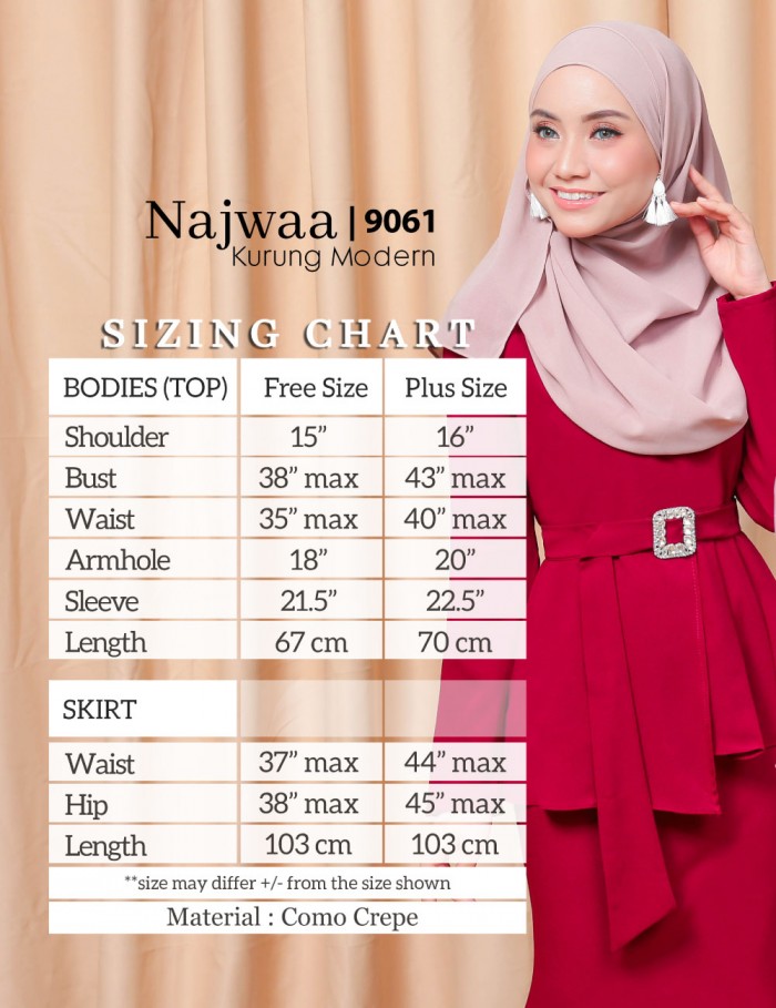 NAJWAA KURUNG MODERN (MAROON) 9061