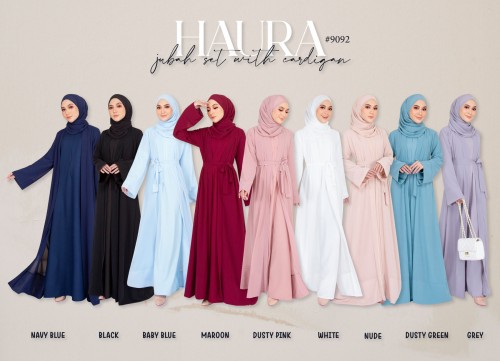 HAURA JUBAH AND CARDIGAN SET (BABY BLUE) 9092 (NOT INCLUDE SHAWL)