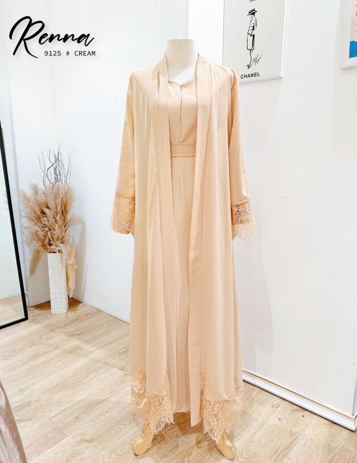 RENNA JUBAH WITH CARDIGAN (CREAM) 9125