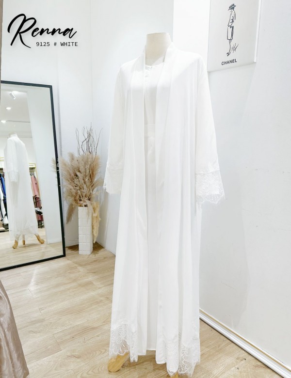 RENNA JUBAH WITH CARDIGAN (WHITE) 9125