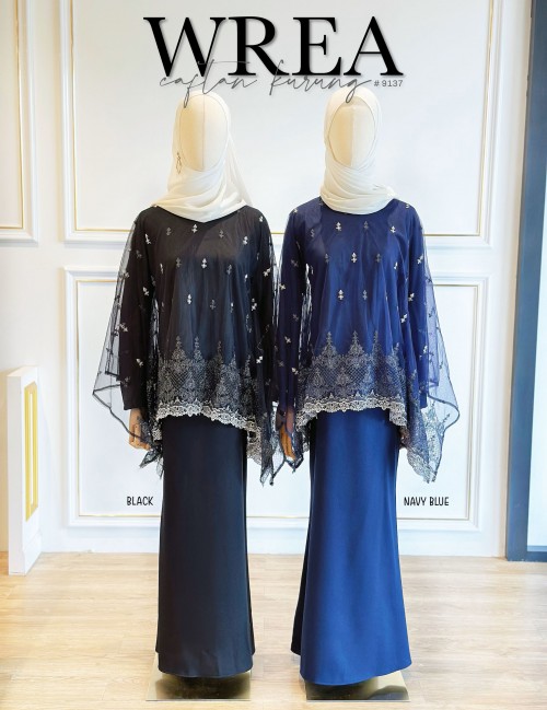 WREA CAFTAN KURUNG MODERN (NAVY BLUE) 9137