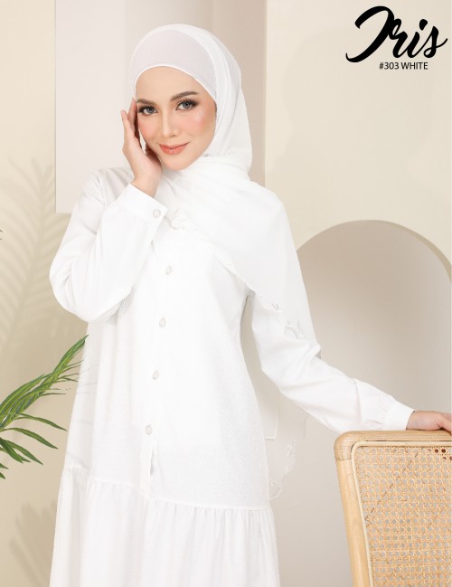 IRIS EMBROIDERY SHAWL (WHITE) 303