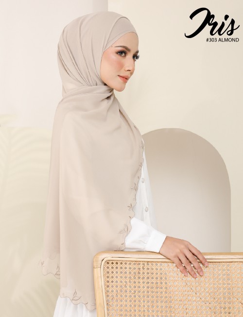 IRIS EMBROIDERY SHAWL (ALMOND) 303