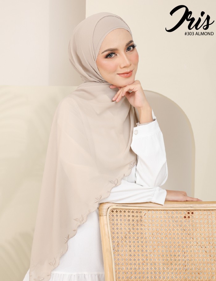 IRIS EMBROIDERY SHAWL (ALMOND) 303