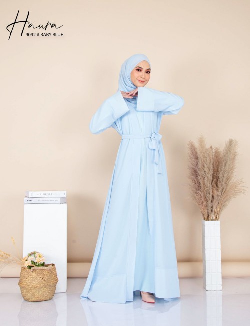 HAURA JUBAH AND CARDIGAN SET (BABY BLUE) 9092 (NOT INCLUDE SHAWL)