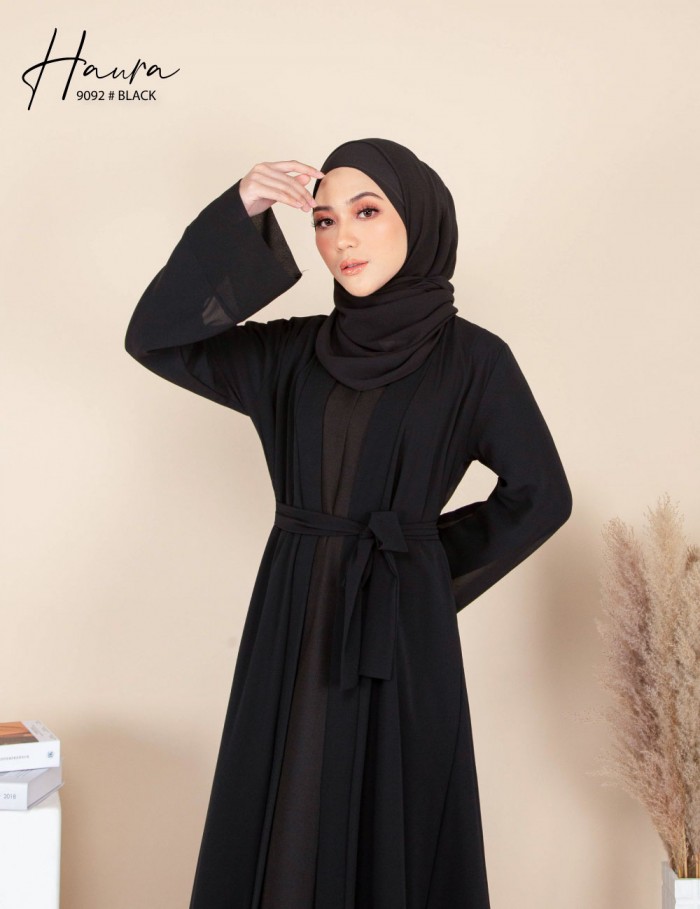 HAURA JUBAH AND CARDIGAN SET (BLACK) 9092 (NOT INCLUDE SHAWL)