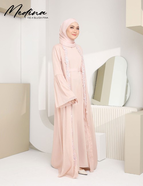 MEDINA JUBAH (BLUSH PINK) 795 / P795 / SP795 (FREE SHAWL *till stock last)