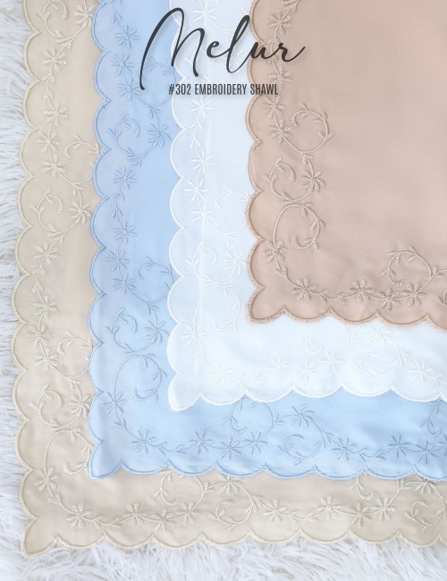 MELUR EMBROIDERY SHAWL (WHITE) 302