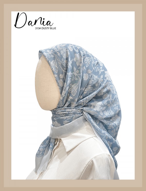 DANIA BAWAL PRINTED COTTON (DUSTY BLUE) 313