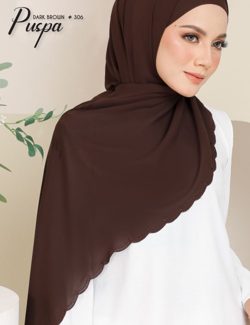 PUSPA EMBROIDERY SHAWL (DARK BROWN) 306