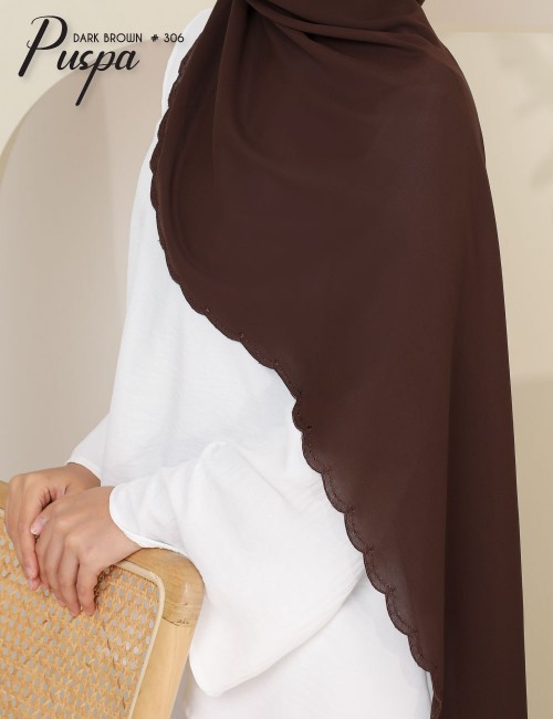 PUSPA EMBROIDERY SHAWL (DARK BROWN) 306