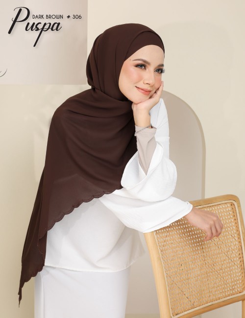 PUSPA EMBROIDERY SHAWL (DARK BROWN) 306