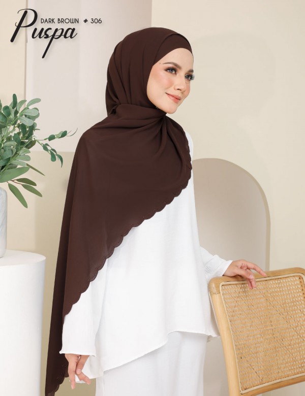 PUSPA EMBROIDERY SHAWL (DARK BROWN) 306