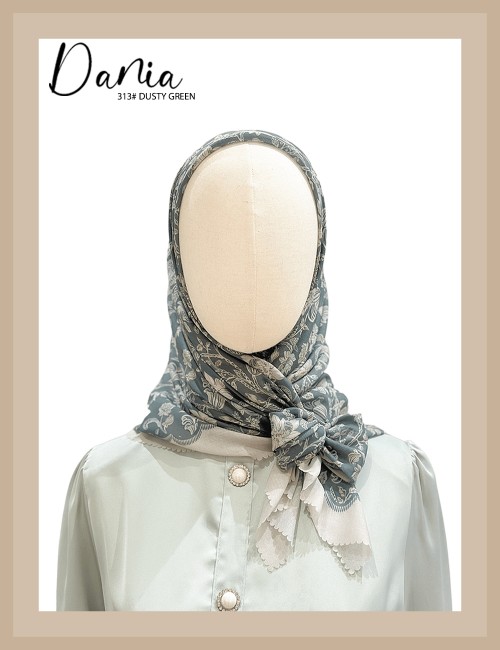 DANIA BAWAL PRINTED COTTON (DUSTY GREEN) 313