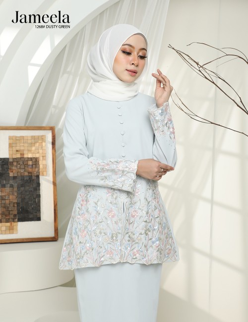 JAMEELA KURUNG MODERN (DUSTY GREEN) 1268