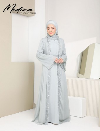 MEDINA JUBAH (DUSTY GREEN) 795 / P795 / SP795 (Temporarily Free Shawl Out Of Stock)