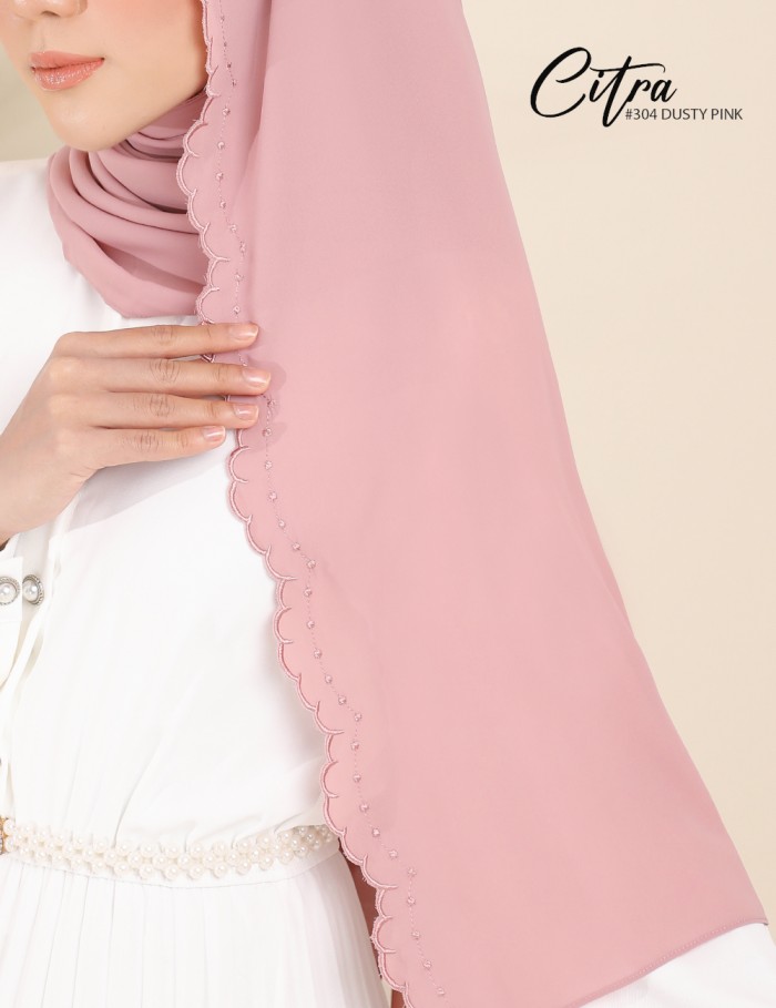 CITRA EMBROIDERY SHAWL (DUSTY PINK) 304