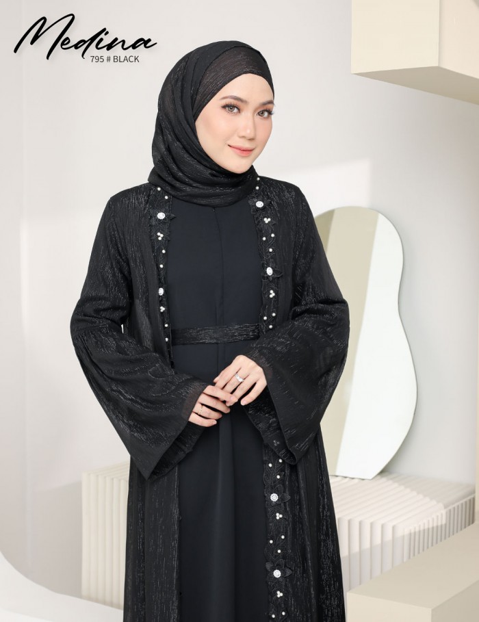 MEDINA JUBAH (BLACK) 795 / P795 / SP795 (FREE SHAWL *till stock last)