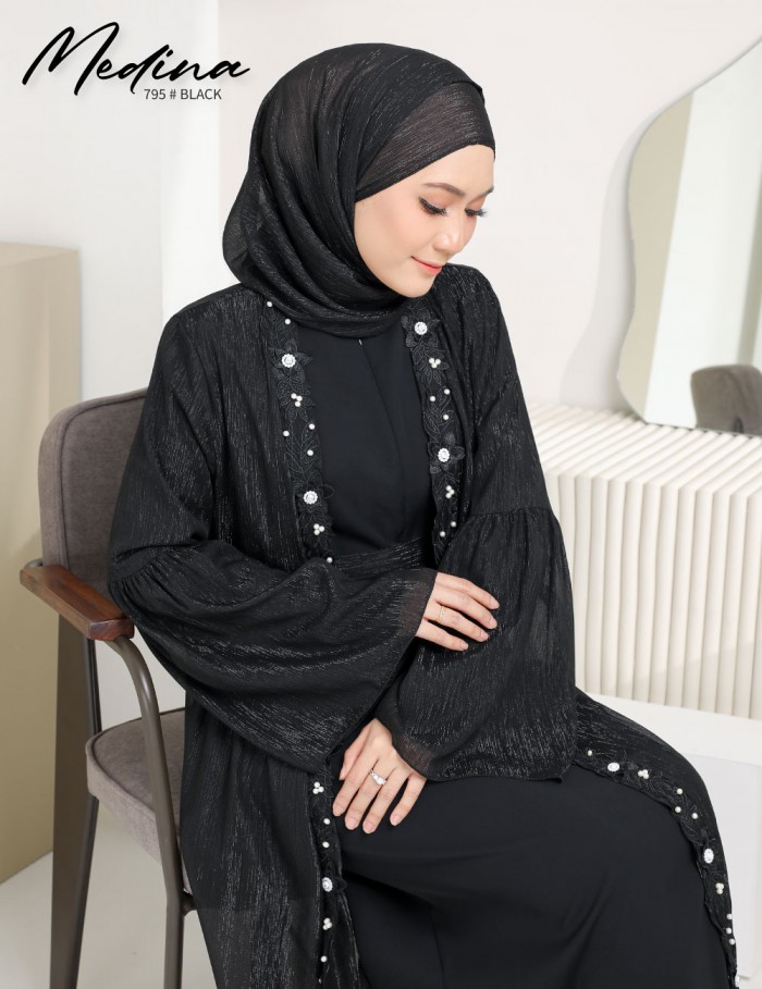 MEDINA JUBAH (BLACK) 795 / P795 / SP795 (FREE SHAWL *till stock last)