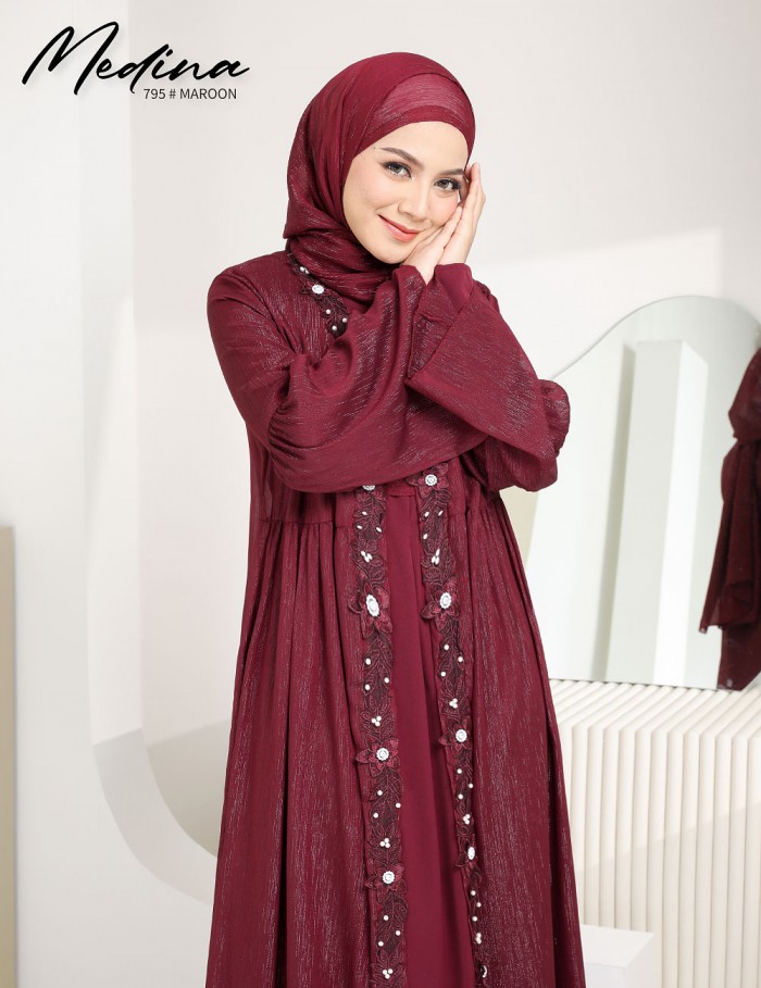 MEDINA JUBAH (MAROON) 795 / P795 / SP795 (FREE SHAWL *till stock last)