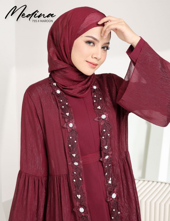 MEDINA JUBAH (MAROON) 795 / P795 / SP795 (FREE SHAWL *till stock last)