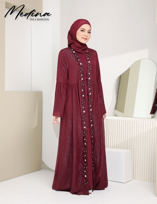 MEDINA JUBAH (MAROON) 795 / P795 / SP795 (FREE SHAWL *till stock last)