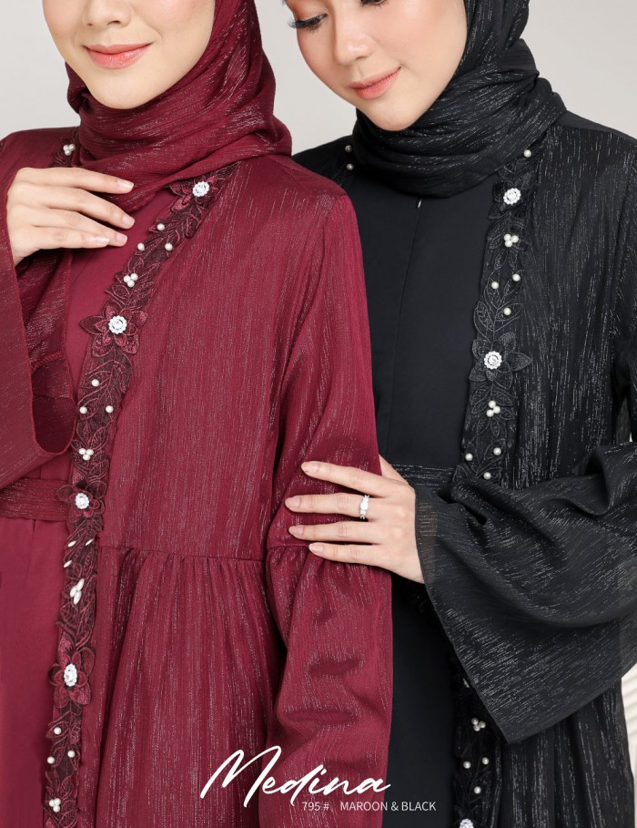 MEDINA JUBAH (BLACK) 795 / P795 / SP795 (FREE SHAWL *till stock last)