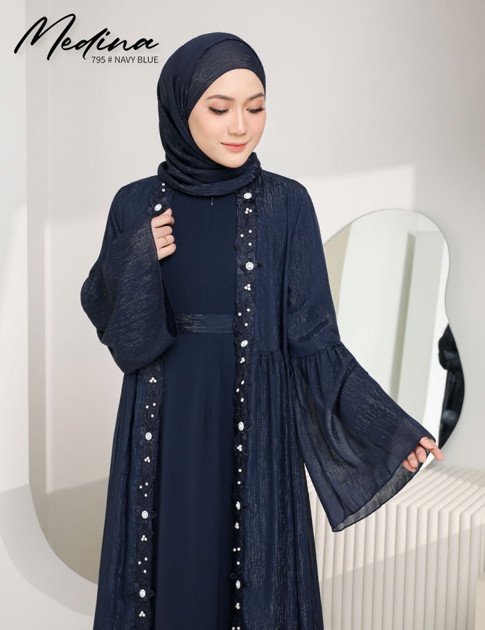 MEDINA JUBAH (NAVY BLUE) 795 / P795 / SP795 (FREE SHAWL *till stock last)