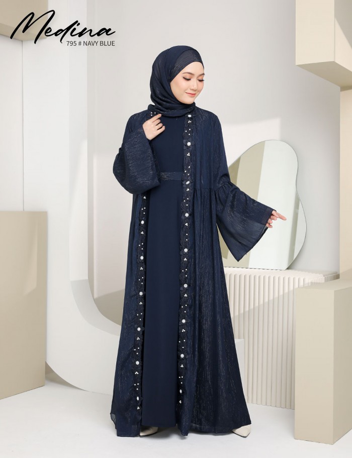 MEDINA JUBAH (NAVY BLUE) 795 / P795 / SP795 (FREE SHAWL *till stock last)