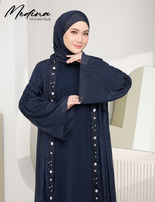 MEDINA JUBAH (NAVY BLUE) 795 / P795 / SP795 (FREE SHAWL *till stock last)