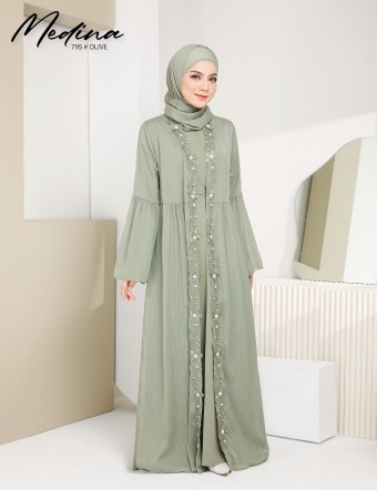 MEDINA JUBAH (OLIVE) 795 / P795 / SP795 (Temporarily Free Shawl Out Of Stock)