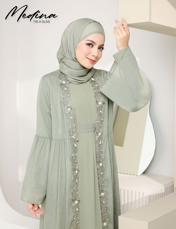 MEDINA JUBAH (OLIVE) 795 / P795 / SP795 (FREE SHAWL *till stock last)