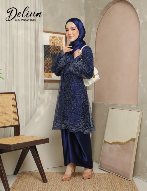 DELINA KURUNG MODERN (NAVY BLUE) 9147