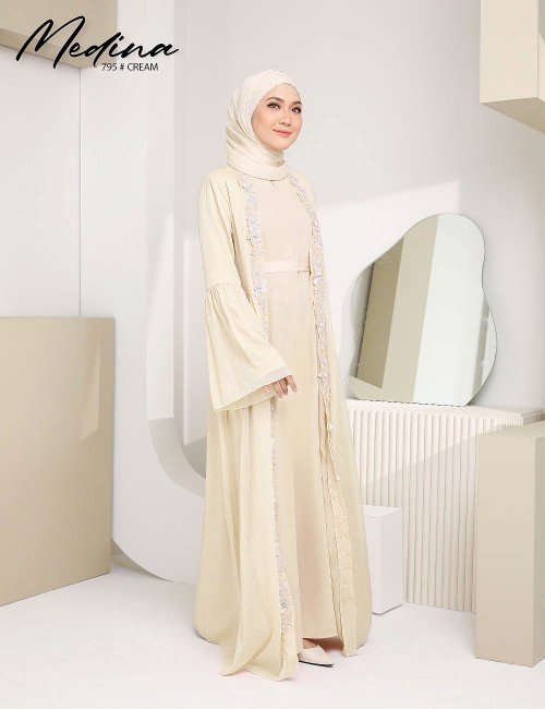 MEDINA JUBAH (CREAM) 795 / P795 / SP795 (FREE SHAWL *till stock last)