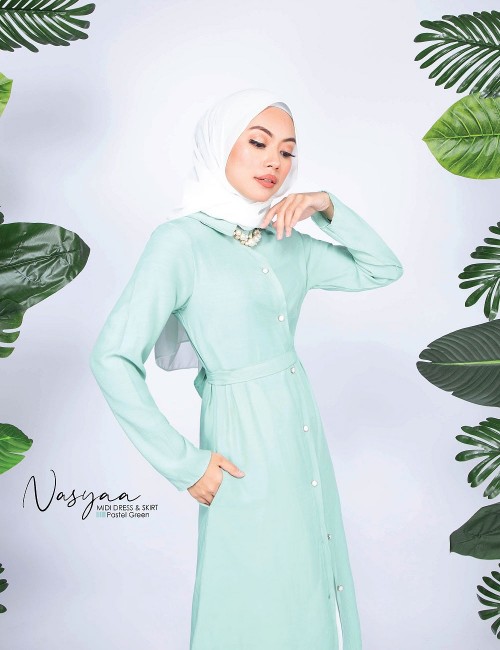 NASYA MIDI DRESS WITH SKIRT (PASTEL GREEN) 777 / P777