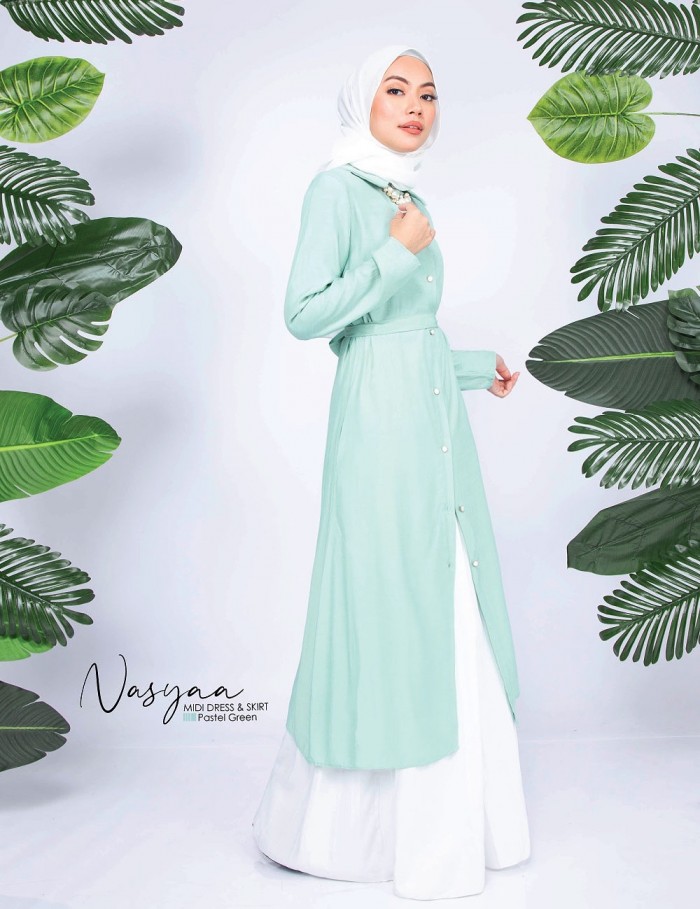 NASYA MIDI DRESS WITH SKIRT (PASTEL GREEN) 777 / P777