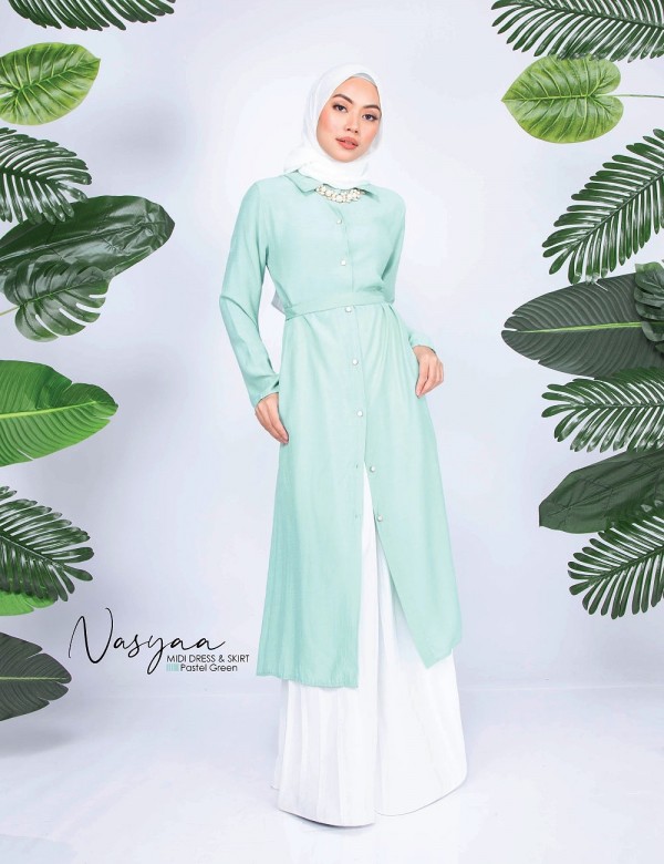 NASYA MIDI DRESS WITH SKIRT (PASTEL GREEN) 777 / P777