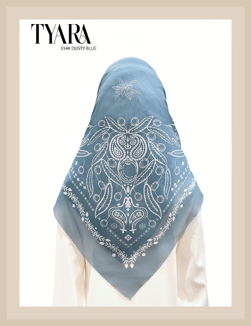 TYARA BAWAL PRINTED COTTON (DUSTY BLUE) 314