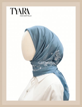 TYARA BAWAL PRINTED COTTON (DUSTY BLUE) 314