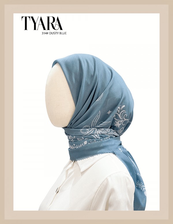 TYARA BAWAL PRINTED COTTON (DUSTY BLUE) 314