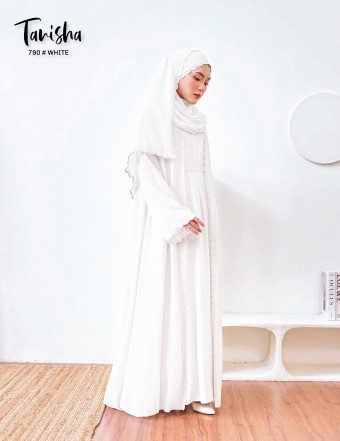 TANISHA ABAYA (WHITE) 790 / P790 / SP790 (FREE SHAWL *till stock last)