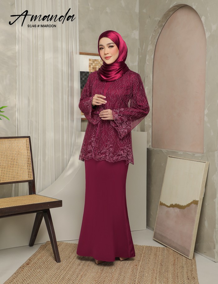 AMANDA DRESS (MAROON) 9146