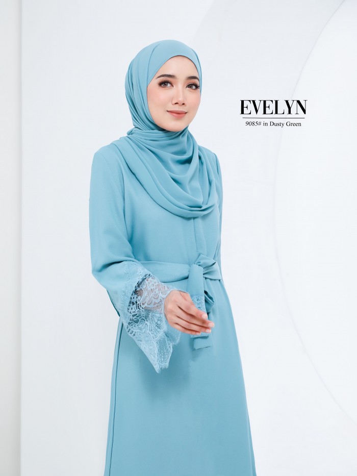 EVELYN LACE DRESS (DUSTY GREEN) 9085