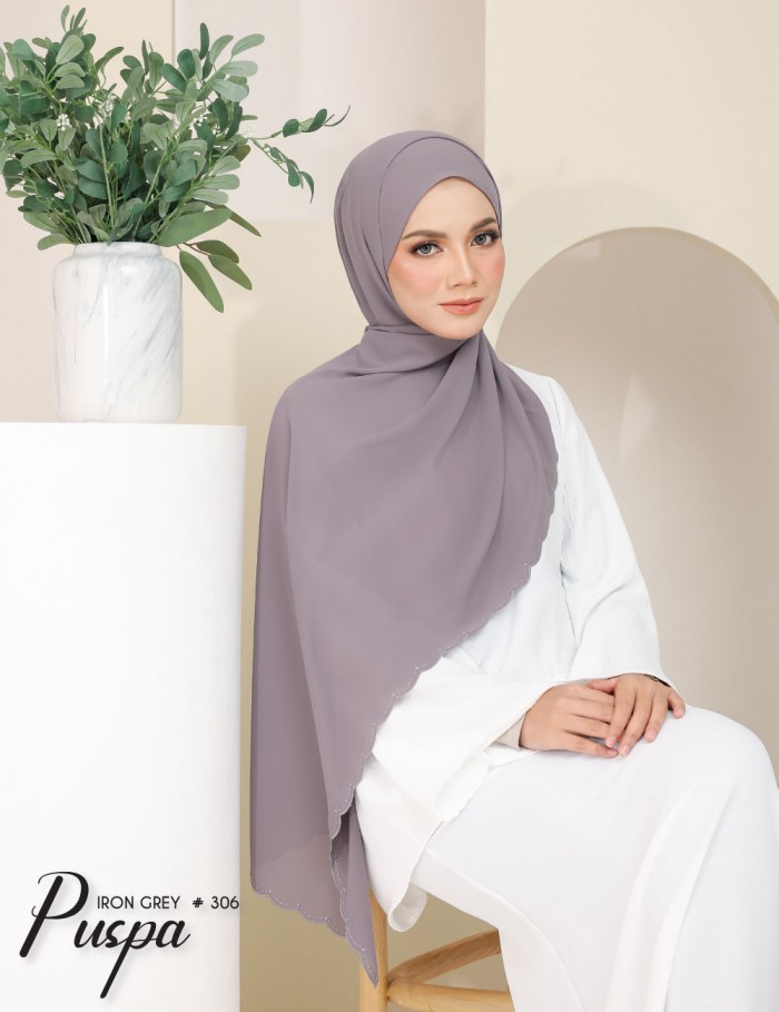 PUSPA EMBROIDERY SHAWL (IRON GREY) 306