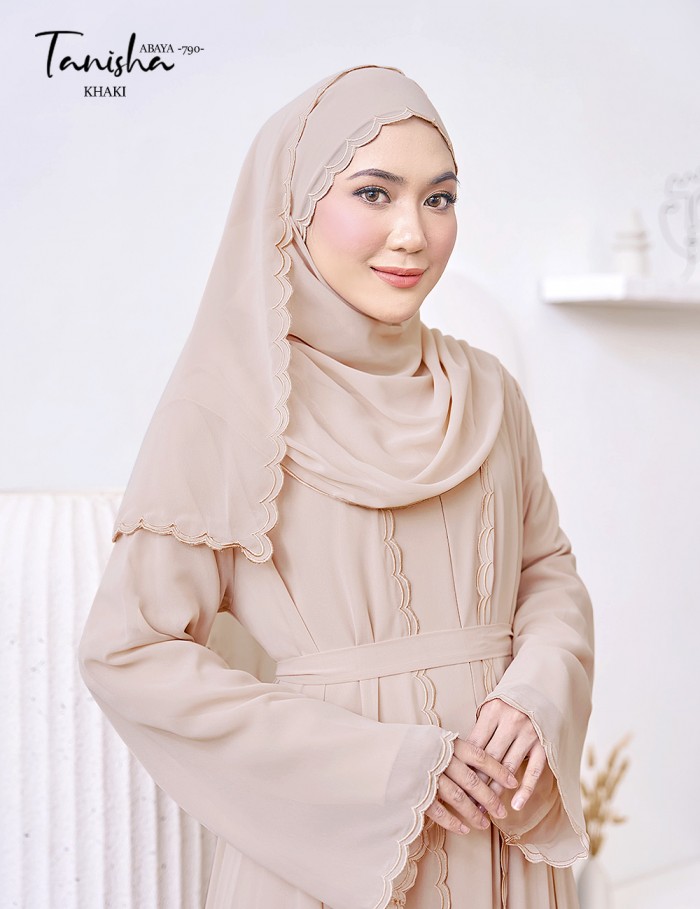 TANISHA ABAYA (KHAKI) 790 / P790 / SP790 (FREE SHAWL *till stock last)